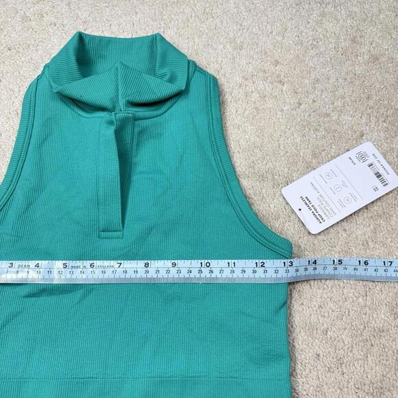 Athleta Aurora Seamless Crop Polo Tank S Teal Green NWT $79 Anti-Odor Wicking - Picture 8 of 9